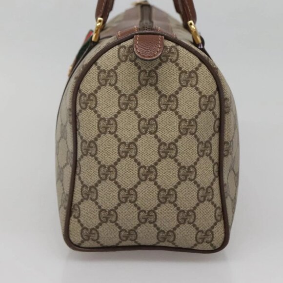 GUCCI GG Supreme Web Sherry Line Bag PVC Beige Gold 002 615 6838 Auth 141971 - Picture 6 of 16